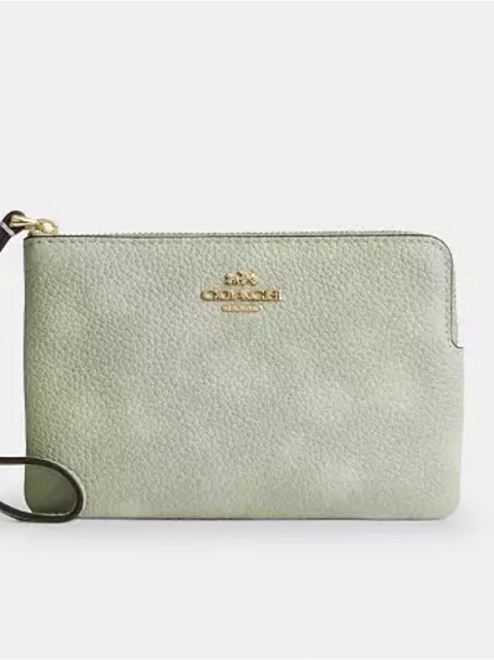 COACH Corner Zip Wristlet Pale Green